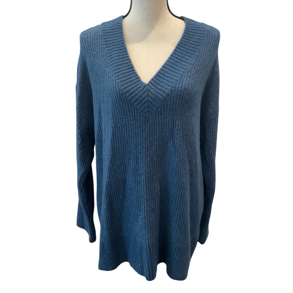Zara Oversized V-neck Blue Sweater